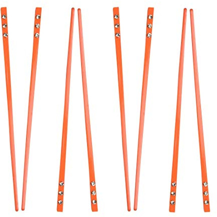 Set of 8 Neon Hair Sticks with 3 Diamonds Chopsticks Orange