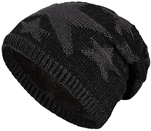 BALINCO Caldo Berretto Foderato con Fodera in Pile Orsacchiotto e Stelle Modello Cappello Invernale Taglia Unica per Donne e Uomini Berretto (1A)