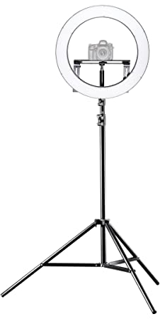 Walimex pro dimmbares LED Ringlicht 32W und Stativ I Ringleuchte mit einzeln schaltbaren Sektoren I 500 Bi Color Kameralicht & Selfie Licht I mit Zubehör + Tasche I kompatibel mit vielen Stativen