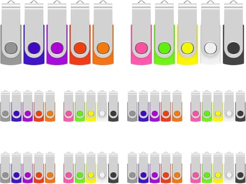 Lot de 50 Clés USB 8Go Cle USB 2.0 Flash Drive Clef USB Pivotant Mémoire Sticks U Disque pour PC Ordinateur Portable(10 Couleurs)(8GB*50PCS)