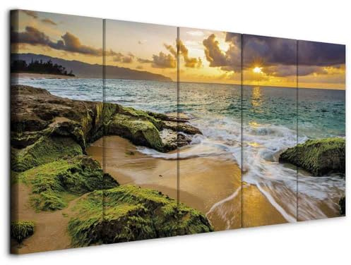 murando - Leinwandbild Meer 200x80, 200x80 cm, 5-teilig, Schlafzimmer | Hochwertige Leinwand, sofort aufhängbar, ideal fürs Wohn- oder Schlafzimmer, wasserfest und lichtecht, langlebig, stilvoll