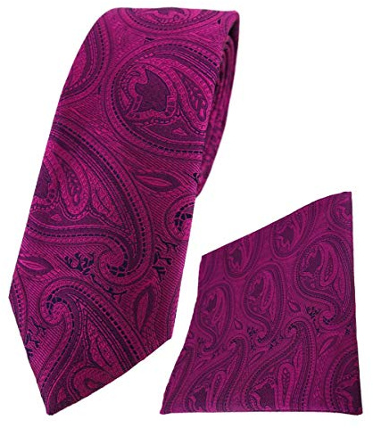 TigerTie schmale Designer Krawatte Einstecktuch in Paisley gemustert