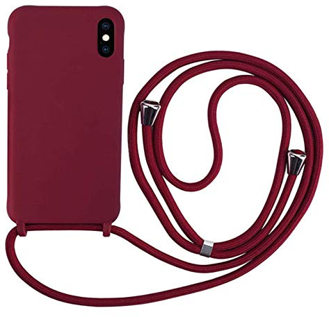 MEVIS Hülle kompatibel mit iPhone X/XS, TPU Silikon Handyhülle mit Band - Rot
