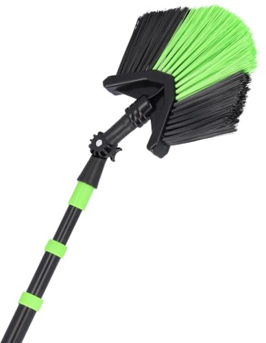 Agrarflora Dreiecksbesen mit Teleskopstiel 140-330cm - Spinnenbesen mit abwinkelbarem Bürstenkopf - Teleskopbesen für schwer erreichbare Stellen - Dachrinnenbesen für Haus und Garten