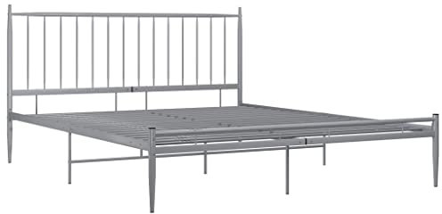 vidaXL Bett mit Lattenrost Metallbett Bettgestell Doppelbett Ehebett Bettrahmen Schlafzimmerbett Schlafzimmermöbel Grau Metall 200x200cm