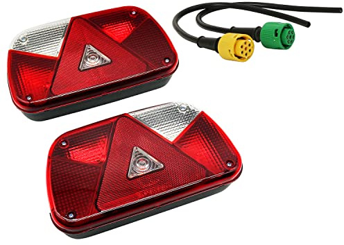 ETUKER 1Pair Anhänger Rückleuchten Kit Anhänger Rückleuchte, 12V Universal Wasserdichte Anhänger Rücklicht Kit, Mit 2 Stück 30cm langem 6 Polig Kabel Stecker,für Wohnwagen/RV/LKW/Anhänger