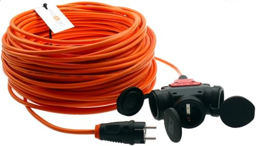 Maxgo Verlängerungskabel Elektrokabel Stromkabel Vollgummi-Stecker mit 3-Fach Kupplung Steckdosenleiste H07BQ-F 3G2,5mm² 16A 230V Aussenbereich IP54 outdoor, Größe:15m