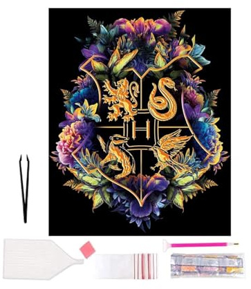 TAIANJI Diamond Painting Kit 5D DIY Diamond Painting Full Kit for Adult, Kids, Harry Magic Badge Potte Diamond Painting Art Craft Kits for Gift, Decoration