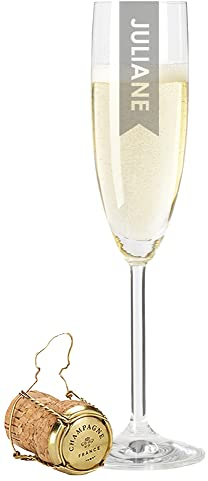GRAVURZEILE Leonardo - Calice da spumante elegante con nome, personalizzabile con nome, ideale come regalo per uomini e donne