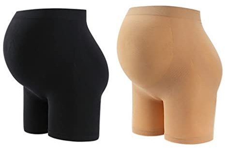 ACMEDE 2 Pack Mutandine per Gestante Traspirante Elasticizzato Senza Cuciture Pantaloni Premaman Corti Anti Attrito Mutande Gravidanza Shorts Leggings maternità Biancheria Intima a Vita Alta Donna