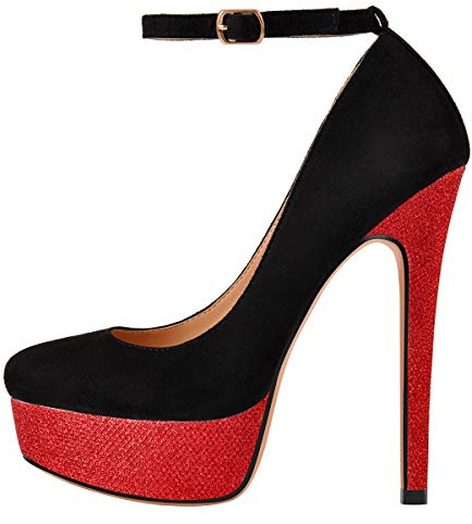 Only maker - Scarpe da donna con tacco alto e plateau, Mary Jane con glitter, pumps con tacco a spillo, 38 EU