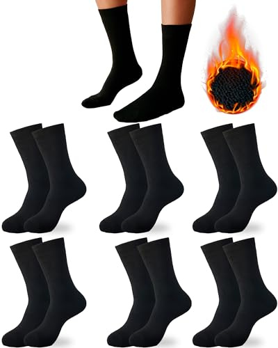 DIVABONNA 6 Pares Calcetines Térmicos Hombre y Mujer para Invierno y Frio Extremo (40-46, Negro)