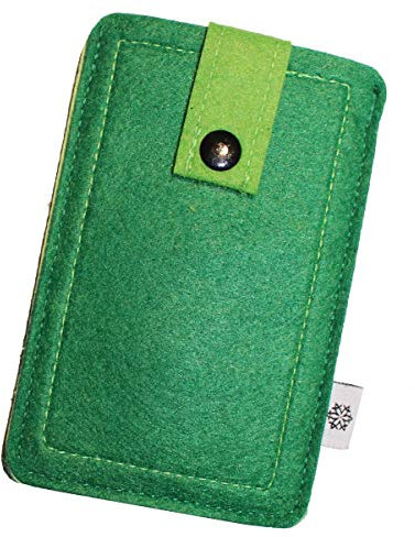 Davii Handy Filztasche kompatibel mit Cubot King Kong 5 / Note 9, Handytasche Einsteck Etui mit Band, Robust, weich, Rundumschutz Grün - XL