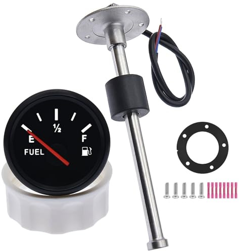 Geloo Jauge de Niveau de Carburant avec Capteur de Niveau de Carburant, 0-190 Ohm Capteur de Niveau d'eau et de Niveau d'huile 52mm Jauge à Carburant pour Voiture, Bateau, Camion, Camping-car (100 mm)