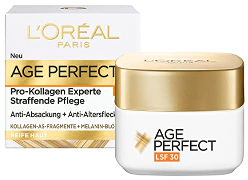 L'Oréal Paris Tagespflege LSF 30 für Frauen: für Anti-Absackung & Anti-Altersflecken Effektmit Kollagen, Melanin-Block und Lichtschutzfaktor 30Age Perfect Pro-Kollagen1x 50ml