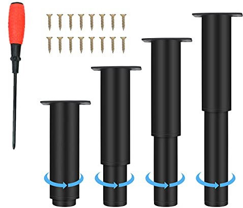 4 stycken möbelfötter i metall,12-18 cm justerbara svarta möbelfötter, justerbar höjd 0-40 mm, lastbar upp till 800 KG, möbelben för TV-skåp soffa stol badrumsskåp