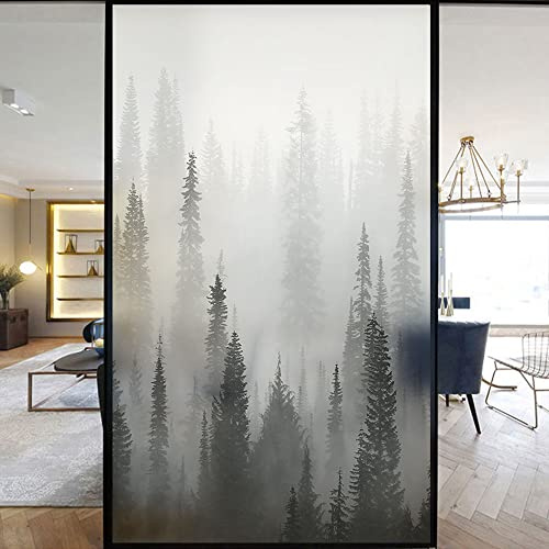 ensterfolie, Privatsphäre, natürlicher nebliger Wald, dekorative Fensterabdeckungen, Buntglasfolie, abnehmbar für Badezimmer, Duschtür, mattiert 15.7x31.5(40x80cm)
