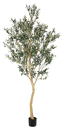 Realead 8ft Tall Faux Olive Tree - Realistic Large Olive Trees Artificial Indoor - Fake Olive Tree with Natural Trunk and Lifelike Leaves for Morden Home Office Decor