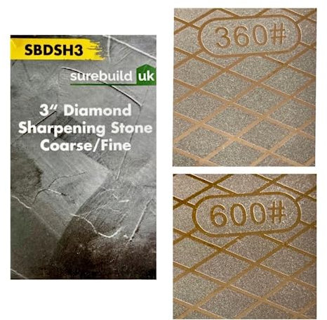 Surebuild UK 3 Double Sided Pocket Diamond Chisel Blade Sharpening Stone SBDSH3