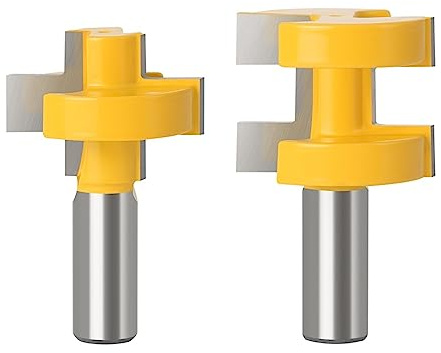 2 teile/satz Nut Und Feder Fräser 12mm 12,7mm Schaft T-Slot Quadratischen Zahn Zapfen Fräser Holz werkzeug (Size : 12.7mm shank)