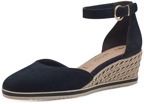 Tamaris Escarpins femme à talon compensé cuir bleu 38 EU