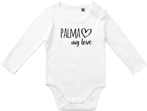 Huuraa Jungen und Mädchen Body Palma my love Geschenk Größe 62 White Bio Baumwolle Fairtrade Palma Geschenkidee