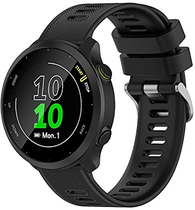 Wownadu 20mm Correas, Pulseras de Repuesto Compatible para Garmin Forerunner 55/158 / 245/165 / 645, Correa Negro Suave Silicona para Mujer y Hombre (sin Reloj)