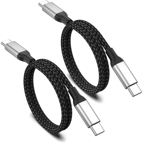 USB C-Kabel 60 cm, 2 Stycken Kort Android Bilkabel, Typ C Laddningskabel för iPhone 15/15 Pro/15 Pro Max Huawei Samsung Galaxy Xiaomi Google Oneplus