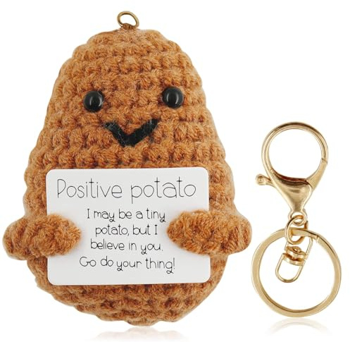 Meanju Positive Potato, Lustige Gestrickte Kartoffel mit Schlüsselanhänger | Positive Kartoffel Pocket Hug, PlüSch Figuren Positive Kartoffel Puppe, Positive Kartoffeln, Lustige Plüschtiere