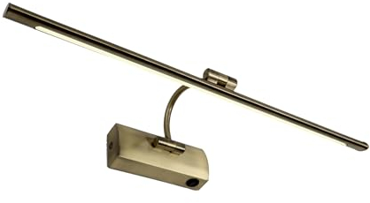 PAPUQ Aplique LED de pared para iluminar cuadros, espejos, murales, 12W estilo tradicional, luz cálida 3000K, bronce antiguo, articulado. 55cm. con interruptor