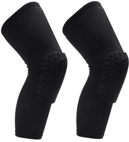 Psytfei Ginocchiere a Compressione 2 Pezzi Ginocchiere da Basket Unisex Manicotto a Compressione per Gamba Anti Collisione Ginocchiera per Pallavolo Sollevamento Pesi(M-Nero)