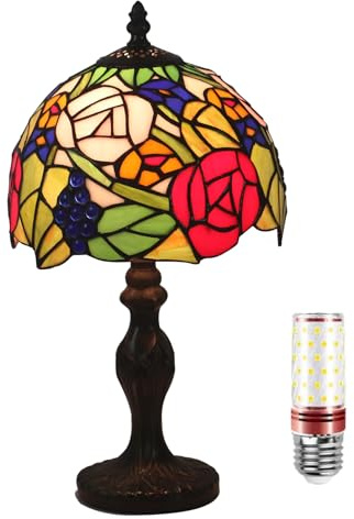 Uziqueif Tiffany Style Tischlampe 8 Zoll, Vintage Tiffany Lampe, Buntglas Lampen, Tischlampen Für Wohnzimmer Schlafzimmer Nachttischlampe Büro, Tiffany,C