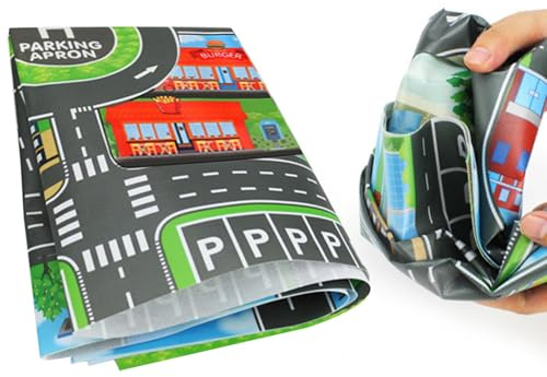Verkehrsmatte, Autoteppich, Kindermatte, Straßenmatte, Stadtspielzeug, Aktivitätsspielmatte, rutschfeste Kinder-Straßenmatte, Autos, Parkkarte, Straßenverkehr, englische Version,