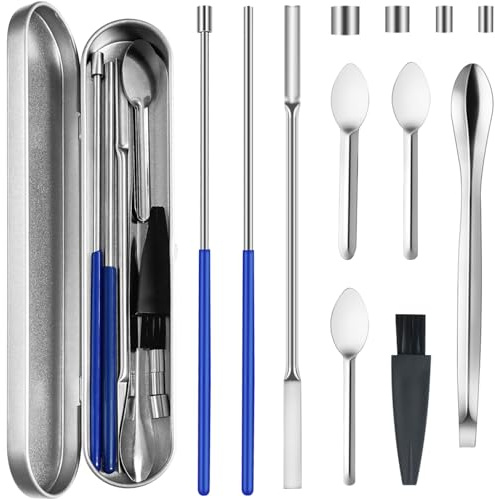 Artcome 12 piezas Versatile Capsule Filling Tool Kit for Pill Filler - Lab Scoops, Dual Ended Long Spoon, and Herb Tamper - Ideal Tools for Medication and Supplements - All Sizes 000 00 0 1 2 3 4 5