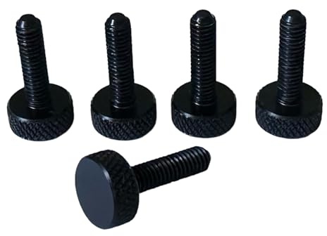 PrecisionGeek® M4 Aluminium Rändelschrauben – Silber & Schwarz – 10 mm / 15 mm – Dekoschrauben für Acryl, Metall & Holz – Set à 5 oder 10 Stück (Schwarz (Eloxiert) – 15 mm – Set mit 5 Stück)