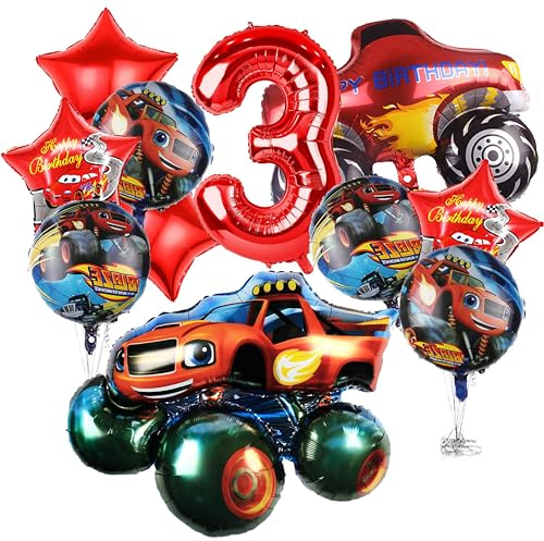 11 STK Monste-truck Geburtstagsdeko 3 Jahre Junge, Cars Luftballons (3) | Party Deko Ballons, Kindergeburtstag Folienballon