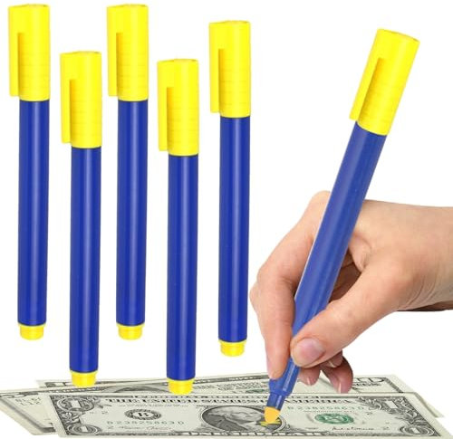 Lithyc 5er-Pack Stift,GeldscheinprüFer - GeldstiftprüFer Euro - Falschgeldstift - Geeignet für GeschäFte, Kleinbetriebe,EinzelhandelsgeschäFte usw,Zur EchtheitsprüFung Verschiedener Banknoten