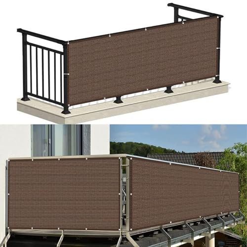 Brise Vue Balcon Exterieur 150 x 550 cm Éviter Les Regard Indiscret Brise-Vent Jardin Ecran de Protection Au Vent, Résistance à La Déchirure pour Balcon Jardin Patio Terrasse, ‎Marron