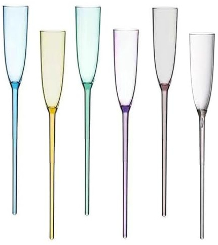 Stylish Acrylic Floating Champagne Flute Goblets, Set of 6 Stemmed Baseless Glasses, Perfect for Pool Parties & Social Events