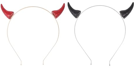 Healvian 2Pcs Halloween Stirnband Teufelshörnern Haarband Kopfschmuck Teufelshörner Haarreifen Teufel Hörner Haarbänder Kopfbedeckung für Halloween Kostüm Party
