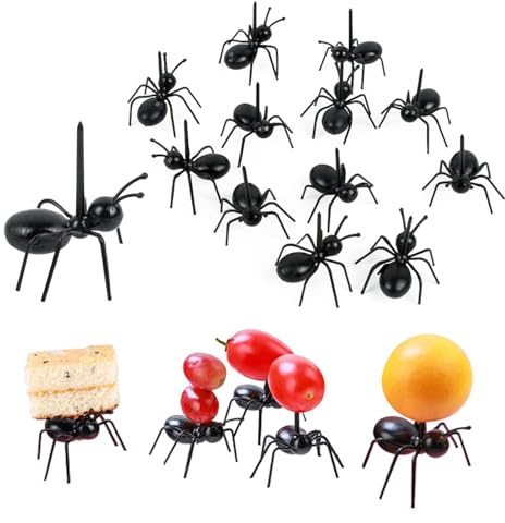 ＣＨＡＭＥＥＮ 36 Stück Fingerfood Spieße Ameisen Zahnstocher Ameisenfutter Picks Wiederverwendbar Snack Obstgabeln Kinder Ant Food Picks Mini Dessertgabel für Kuchen Dessert Sandwich Gebäck