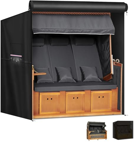 LAMUNI Funda para Sillón de Playa, 420D Oxford Cubierta para Silla de Playa de Mimbre, Anti UV Funda Impermeable para Silla de Playa, Cubierta Protectora para Sillón de Playa, 165x100x165/145cm