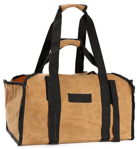 Osmond 1 Canvas Firelighter Storage Bag – Size 47 x 31 x 37 cm – Fireplace Log Holder – Log Storage – Log Carry Bag