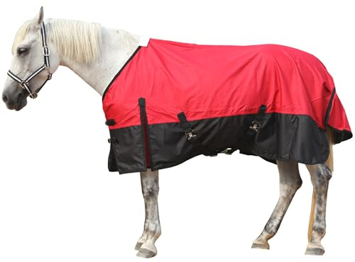 600D Regendecke Pferd, Leichte Wasserdichte Atmungsaktive Pferdedecke 0g | Reißfestes 600D-Material, Schützt vor Regen und Wind, Leichte Pferdedecke ohne Wärmefüllung für die Übergangszeit