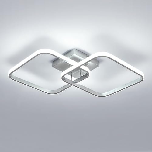 Toolight Lamparas de Techo Salon 42W 4725LM, Plafon LED Techo Moderno Blanco Frío 6500K, Cuadrado Luz de Techo Acrílico 64cm para Salón Dormitorio Cocina Comedor Pasillo, Plateado