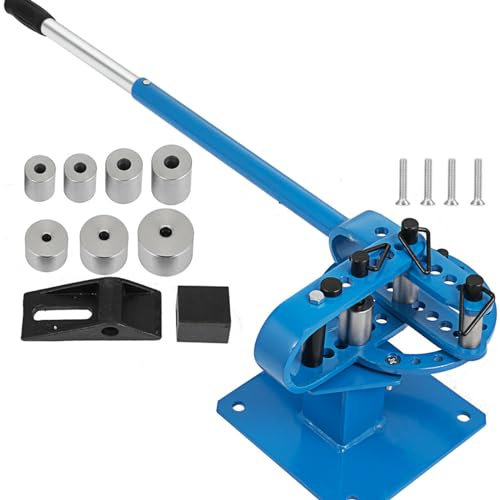 YP-9 Plieuse manuelle compacte pour tubes et tiges de fabrication de métaux, 7 matrices, 1 à 3 pouces, 44 pieds, poignée télescopique enduite de poudre (1, 1 1/4, 1 1/2, 1 3/4, 2, 2 1/2 et 3)