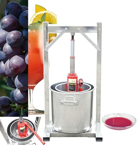 WHRAOY Kleine Manuelle Hydraulische Presse (12 L), Gemüse- Und Obstmühle, Presse, Obstpresse, Quetscher, Leicht Zu Reinigen, Leicht Zu Reinigen
