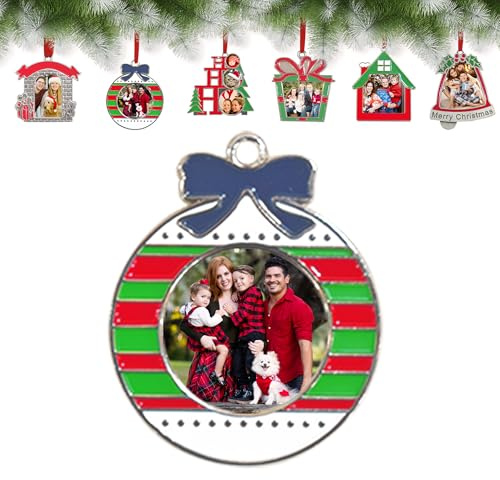 Personalisierte Weihnachtskugeln aus Metall mit Foto | Weihnachtsbaumschmuck, Personalisiertes Fotogeschenk für Mama, Papa, Oma, Opa, Hund und das erste Weihnachten des Babys