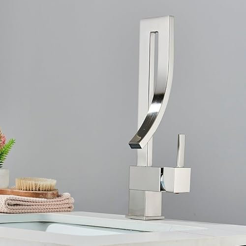 GSZCCZS Messing Waschtischarmatur Modestil Einhebel-Wasserfall-Waschtischmischer Heiß-Kalt-Badarmaturen Waschbecken Wasserfall Wasserhahn
