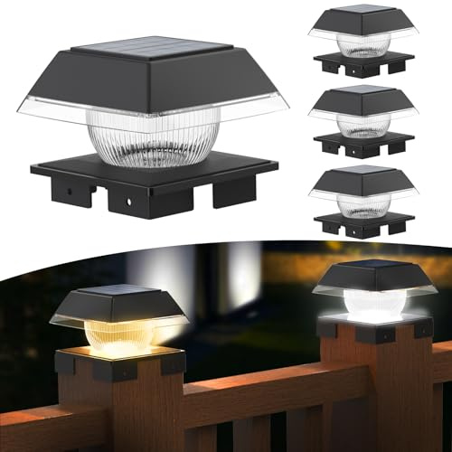 Solar Led Pfostenkappe Warmweiß/Kaltweiß, Solarlampe Außen Zaunpfosten Solar Pfosten Lampe Led Post Cap Lamp IP65 Wasserdicht für 9x9 10x10 11x11 12x12 13x13 14x14 Pfosten, Plattform, Zaun(4 Stück) | Solar Pfosten Lampe Led Post Cap Lamp IP65 Wasserdicht für 9x9 10x10 11x11 12x12 13x13 14x14 Pfosten, Plattform, Zaun